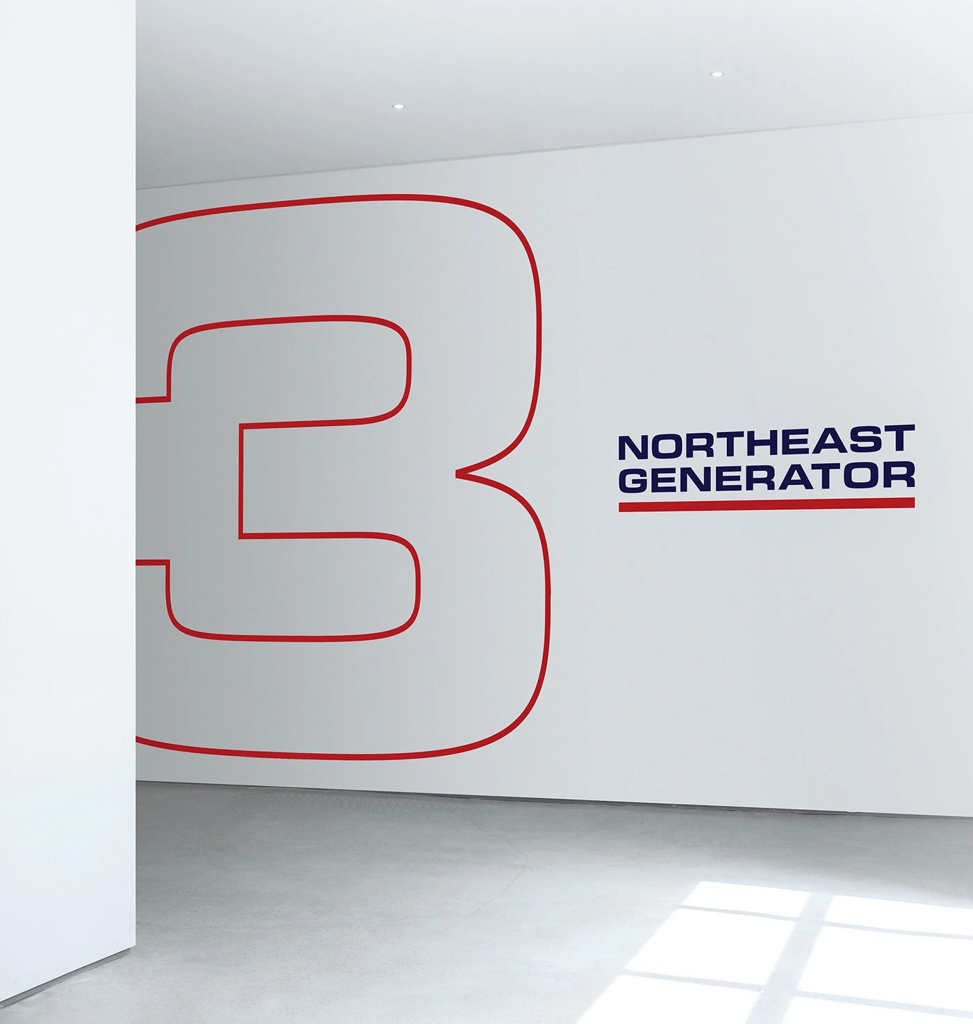 wall design, branding, stationary design, Northeast Generator, office design, minimal design